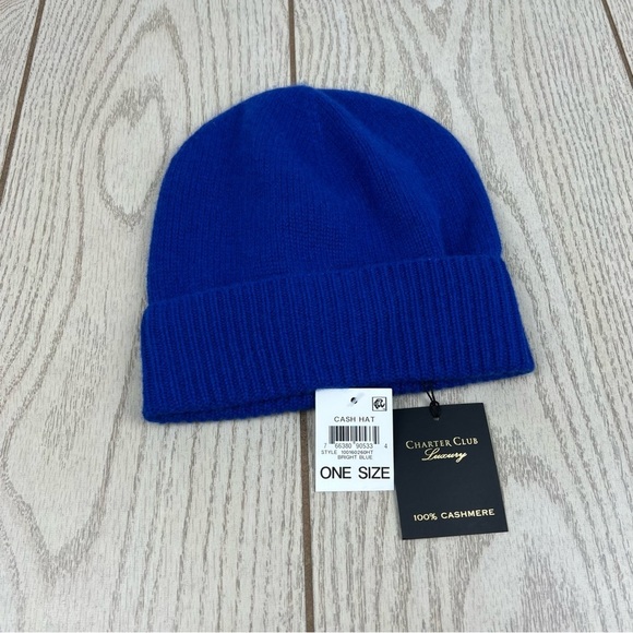 NWT Charter Club Women\'s Bright Blue Cashmere Hat OS Charter Club 100% Cashmere Hats for Women for sale | eBay main image 4